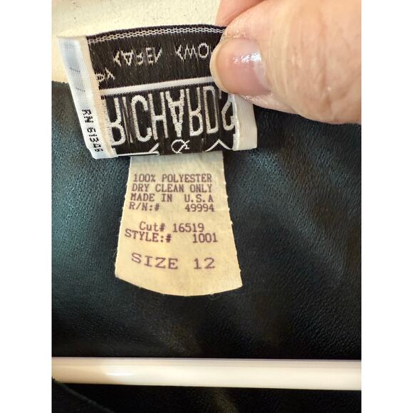 Vintage R&M Richards by Karen Kwong Velvet Jacket Womens 12 Black Gold Buttons - Picture 6 of 9